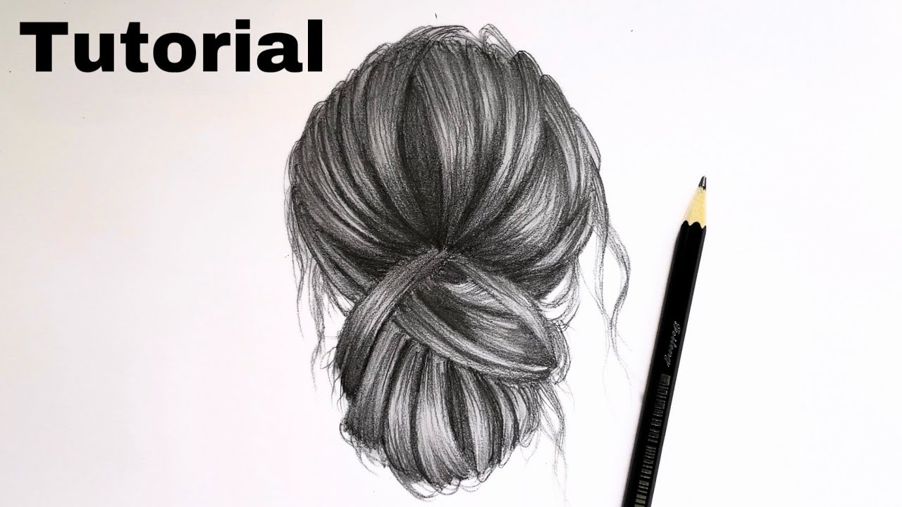 How to Draw Hair in A Bun | Pencil Tutorial Messy Bun