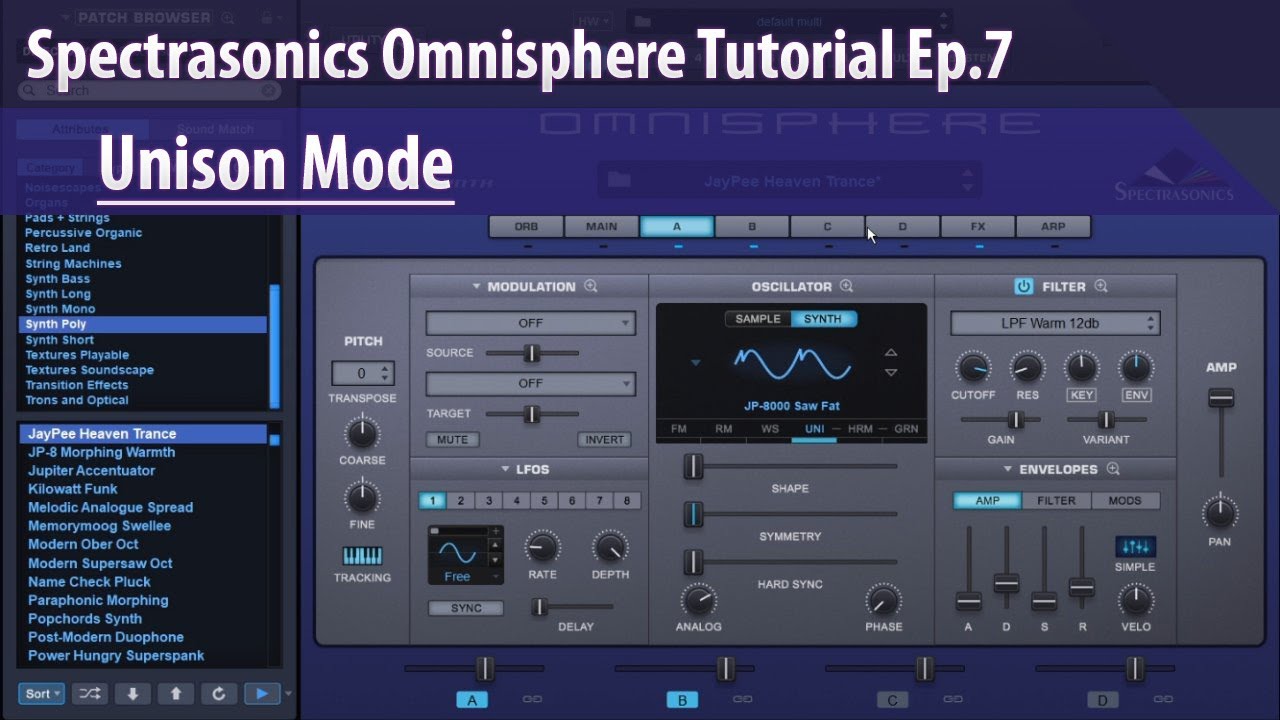 Учебное пособие Spectrasonics Omnisphere, Эпизод 7 — Режим унисона
