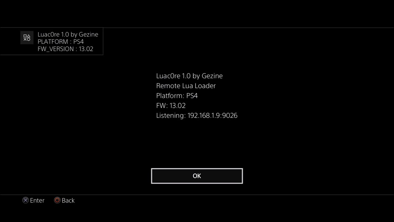 PS4 13.02 LUACORE Exploit Fully Working Online