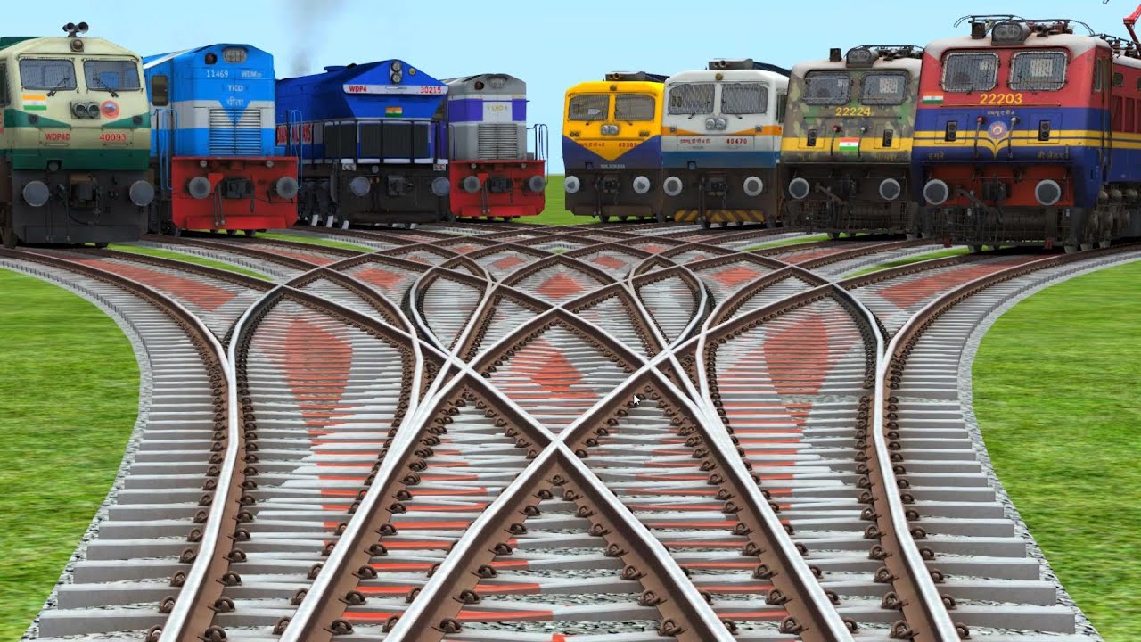 Epic 8 Realstic Train Crossing Challenge On on Curved Tracks || train simulator || railworks 3