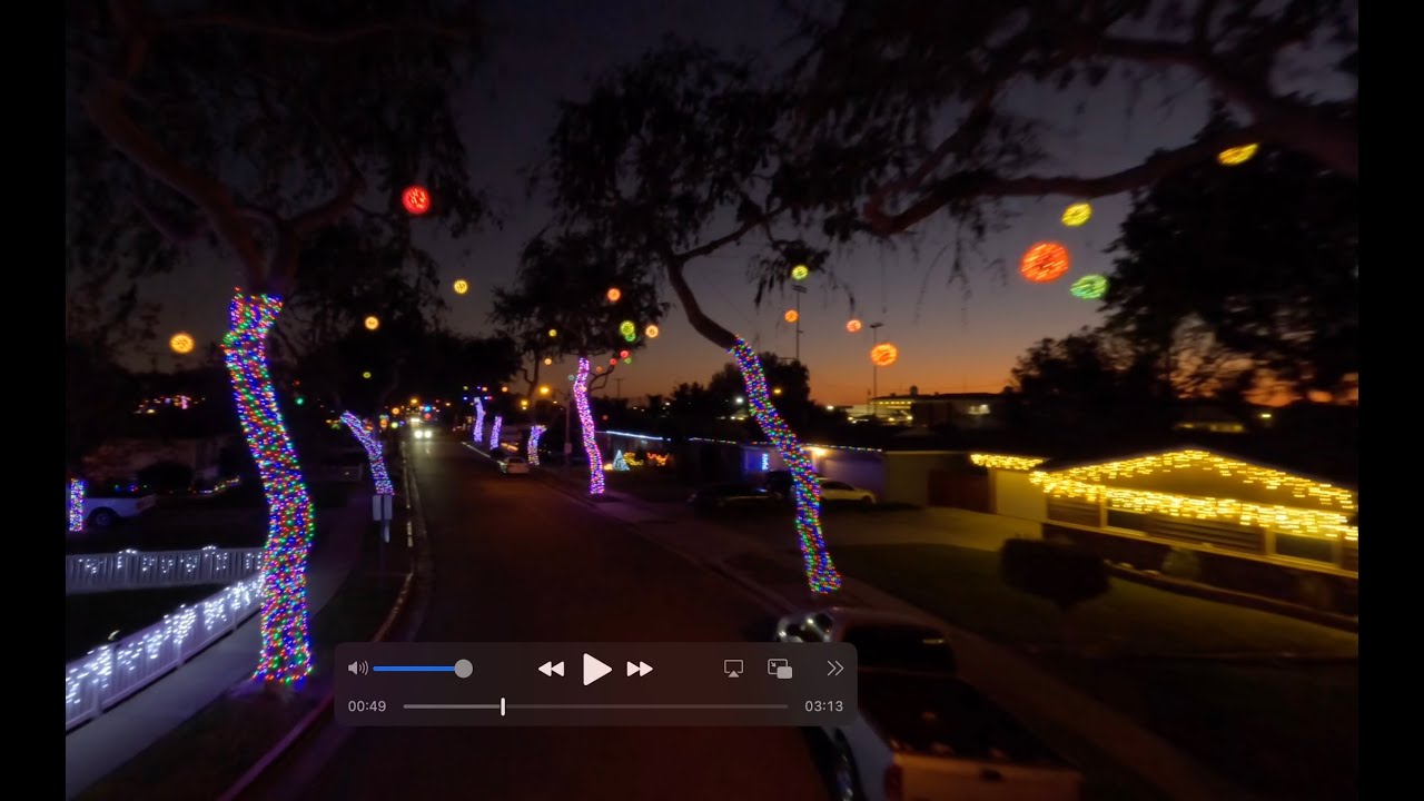 Fullerton Sparkle Balls & Christmas Lights on the Sparkleball Streets - 2023 - FPV Drone