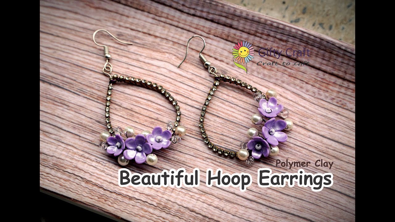 Polymer Clay Floral Hoop Earrings | DIY Polymer Clay Hoop Earrings | Polymer Clay Jewelry | Clay Art