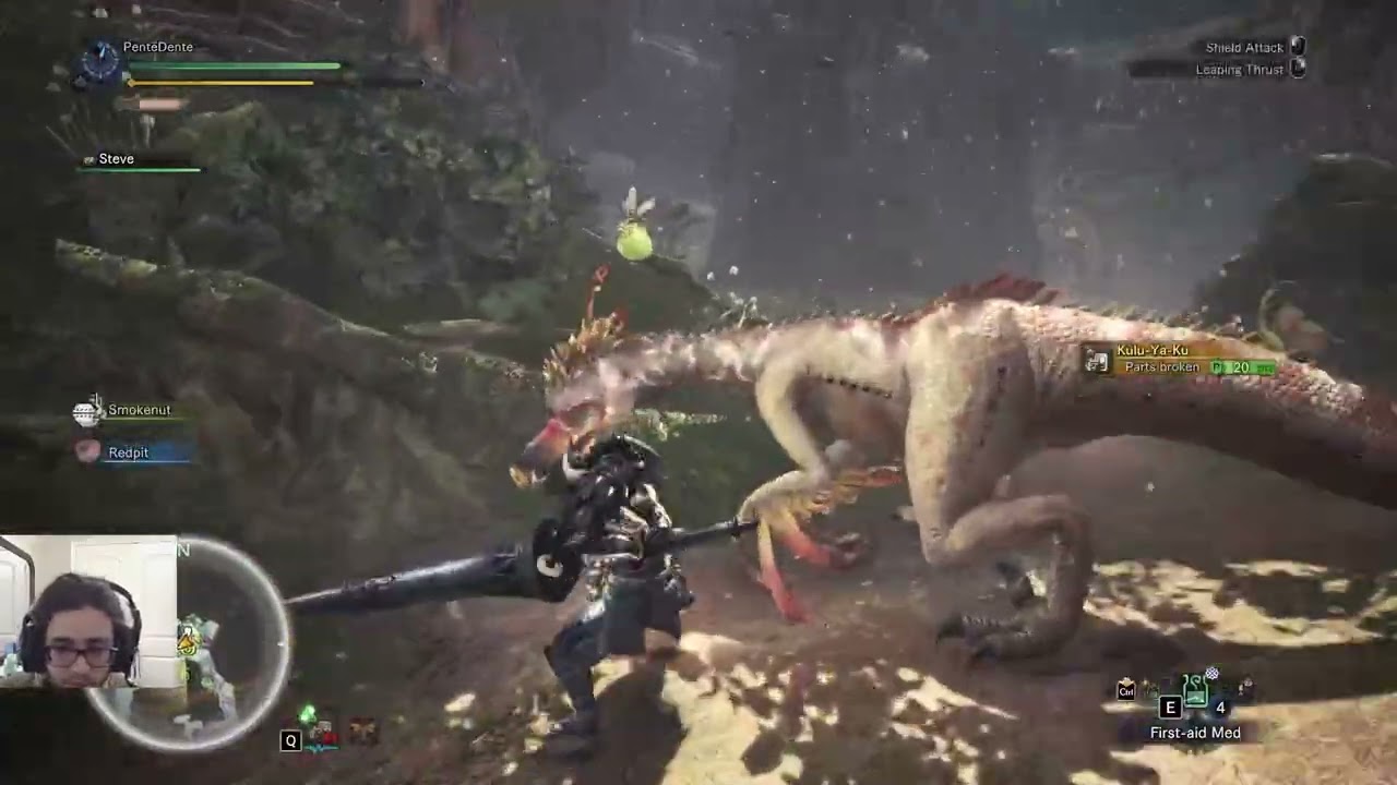 Monster Hunter World Bosses- Beating Kulu-ya-Ku with lance