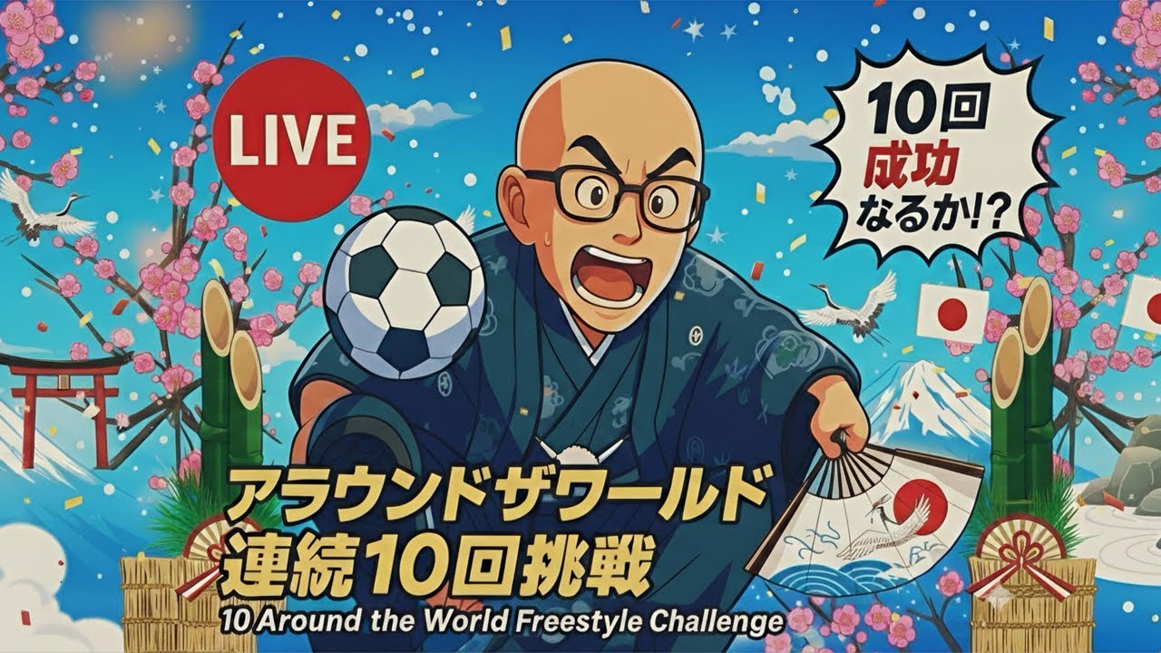 アラウンドザワールド連続１０回挑戦LIVE！絶望フリースタイルフットボーラー