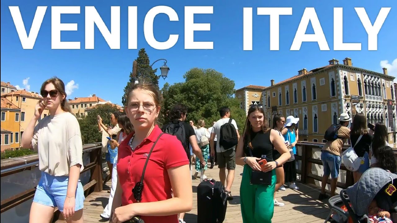Venice Italy 15 August 2022 Dorsoduro district walking tour, Full HD video