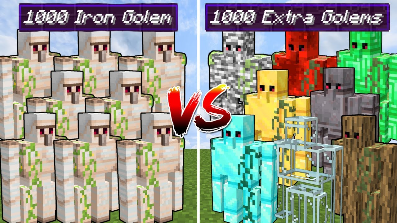 1000 IRON GOLEMS vs 1000 ALL MINECRAFT EXTRA GOLEMS!