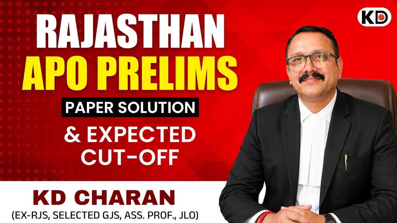 Rajasthan APO Prelims 2026 || Paper Solution & Expected Cut-Off || Complete Analysis || KD Charan