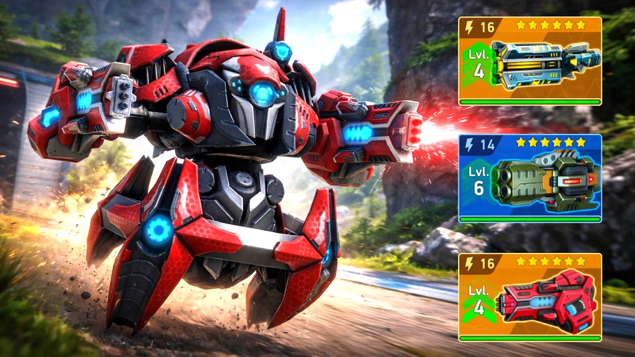 OUTLAW with Fragment Gun 14, Chain Gun 16, Overdriver 16 - Mech Arena