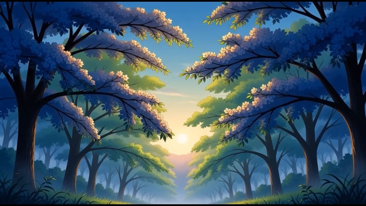 Sakura trees waving in the wind - relaxing music to study/to calm down