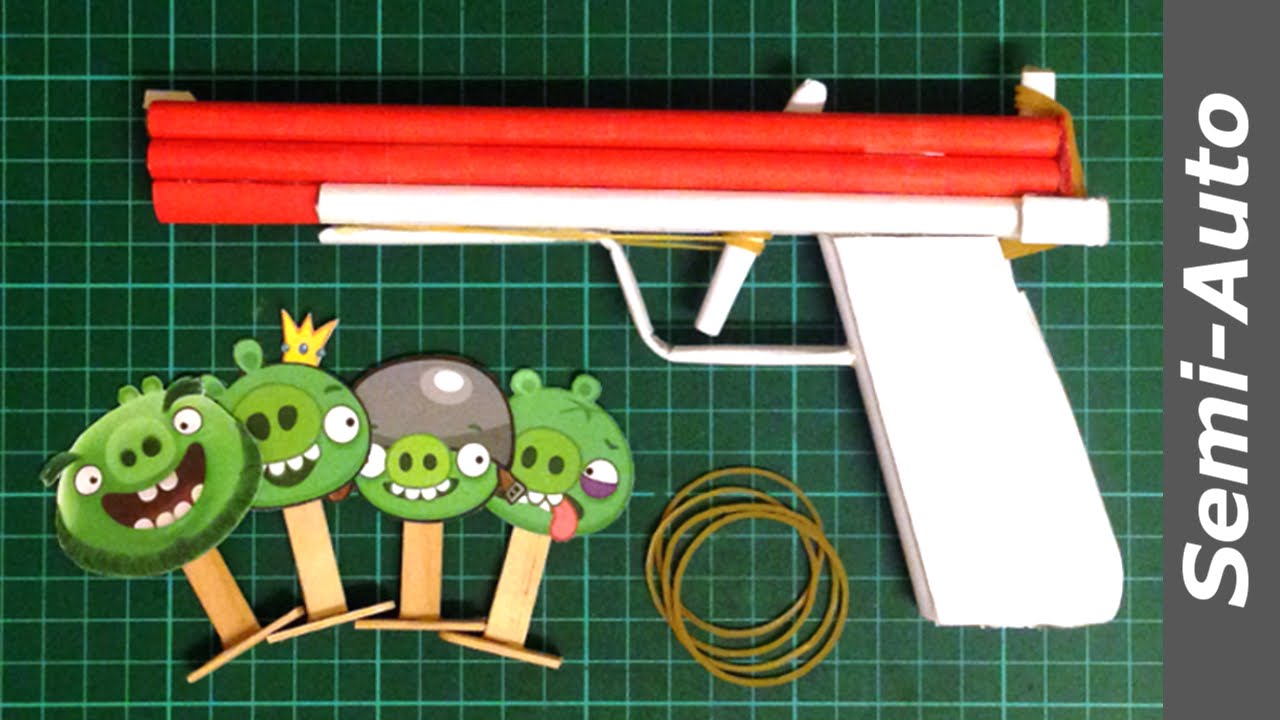 How to make a Paper GUN that Shoots multiple Rubber Band (Semi-auto)
