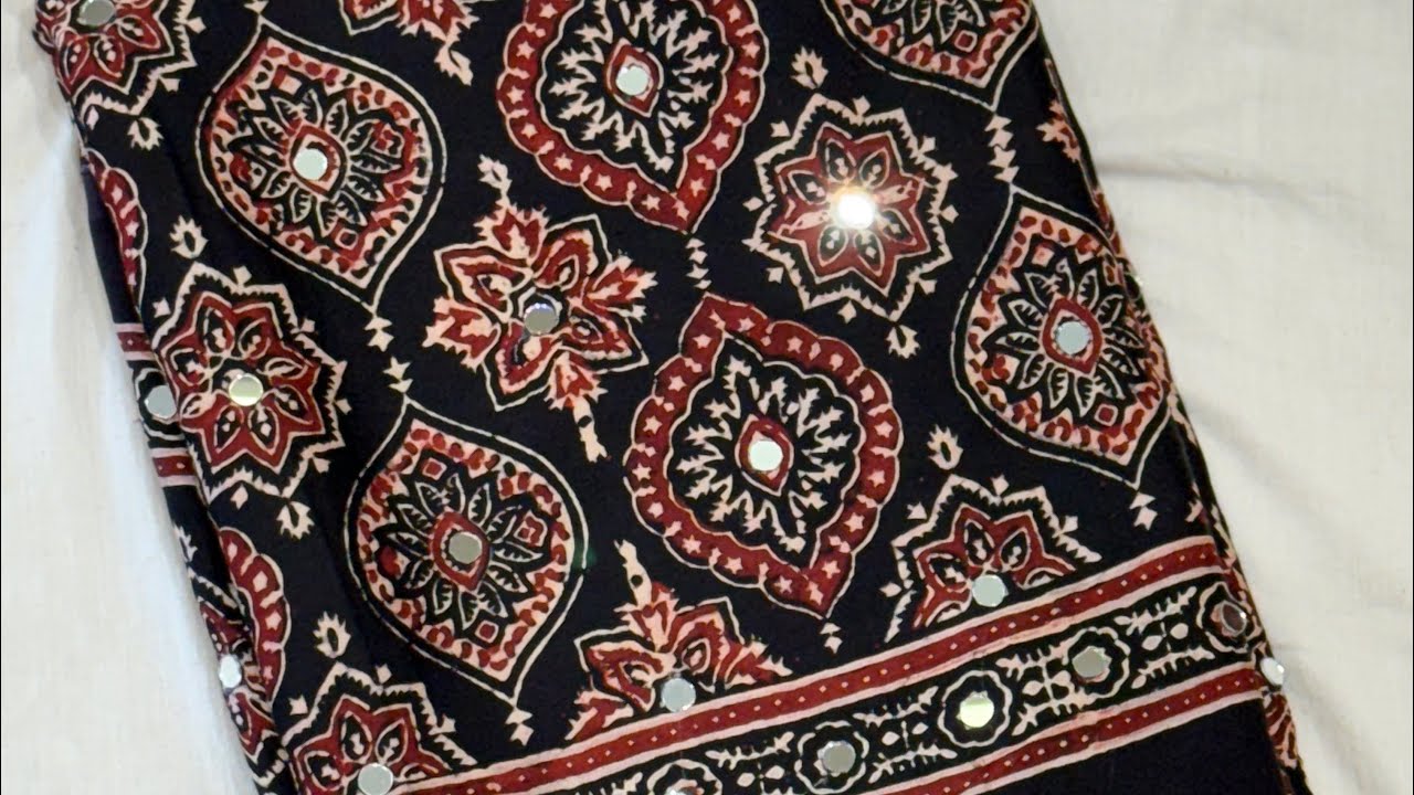 Ajrakh Mirror Work Block Print Modal Silk Saree | 9922570111 #theloomsaree #ajrakhmirrorworksaree 
