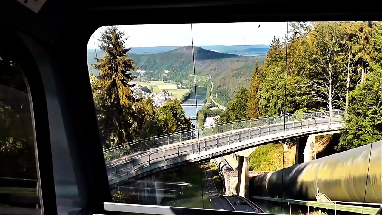 Edersee Hemfurth eine Fahrt mit der Standseilbahn auf den Peterskopf, Jausenstation, Oberbecken