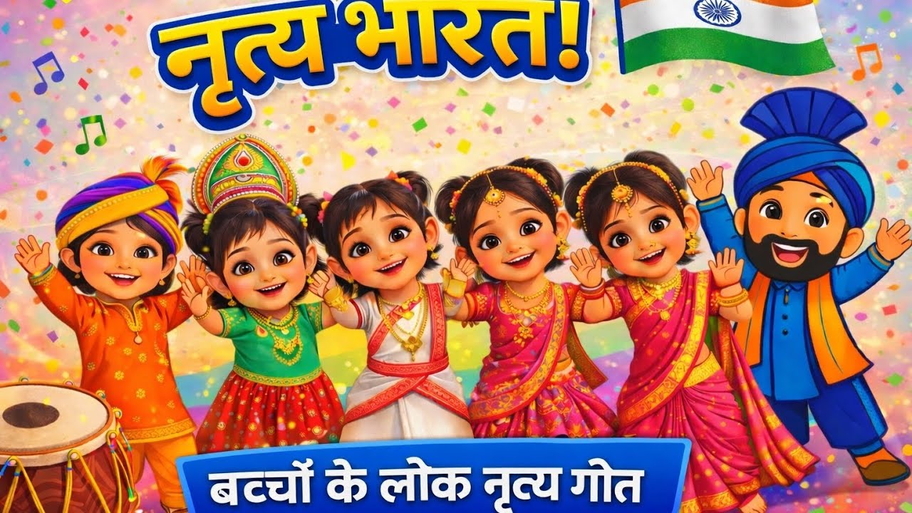 डांस ऑफ इंडिया | बच्चों का लोक नृत्य गीत | बच्चों के लिए मज़ेदार भारतीय नृत्य #youtubekids #hindi 