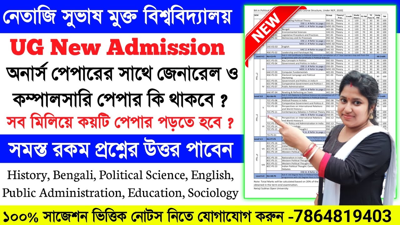 NSOU UG New Admission 2025-26,nsou ug Subject Structure 2025-26,nsou ug subject combination #nsou_ug