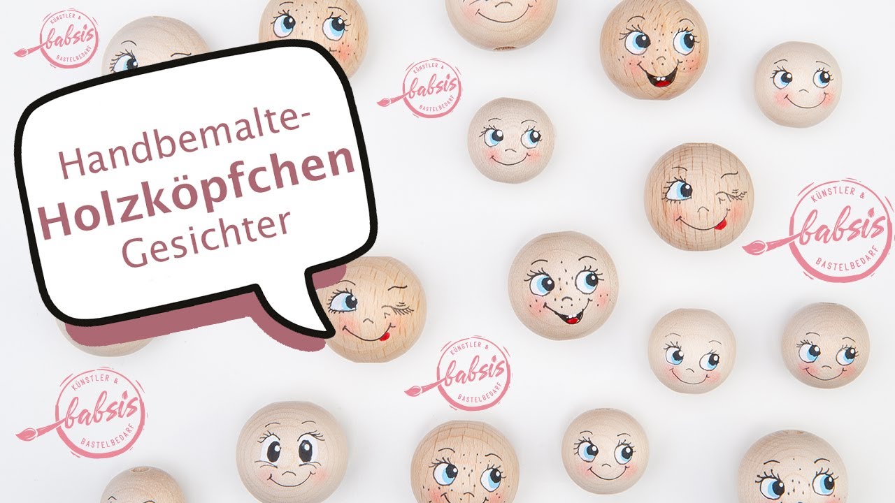 Basteltipp niedliche handgemalte Gesichter malen- auf Holzkugel mit Posca und Micron