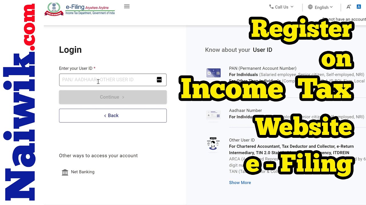 How to register on New Income Tax Portal || e-filing registration
