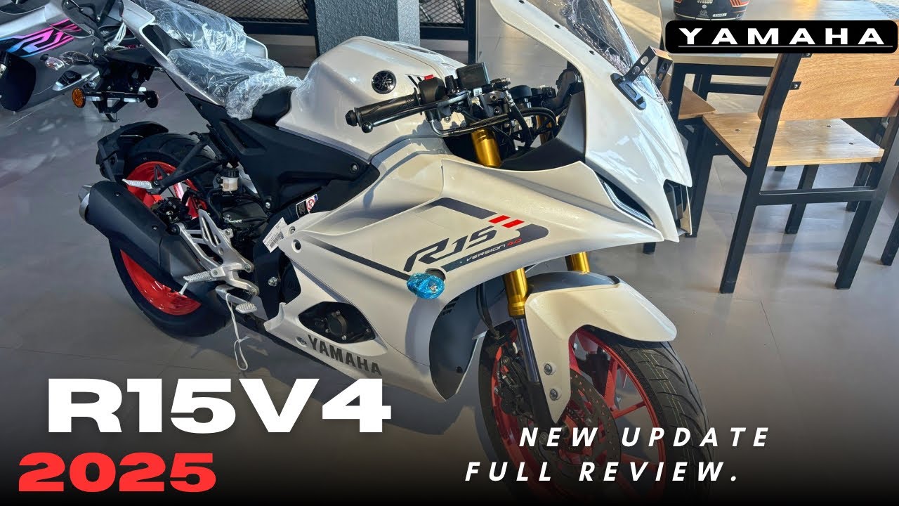 Yamaha R15 V4 white colour 2025 Model | Full Detailed Review