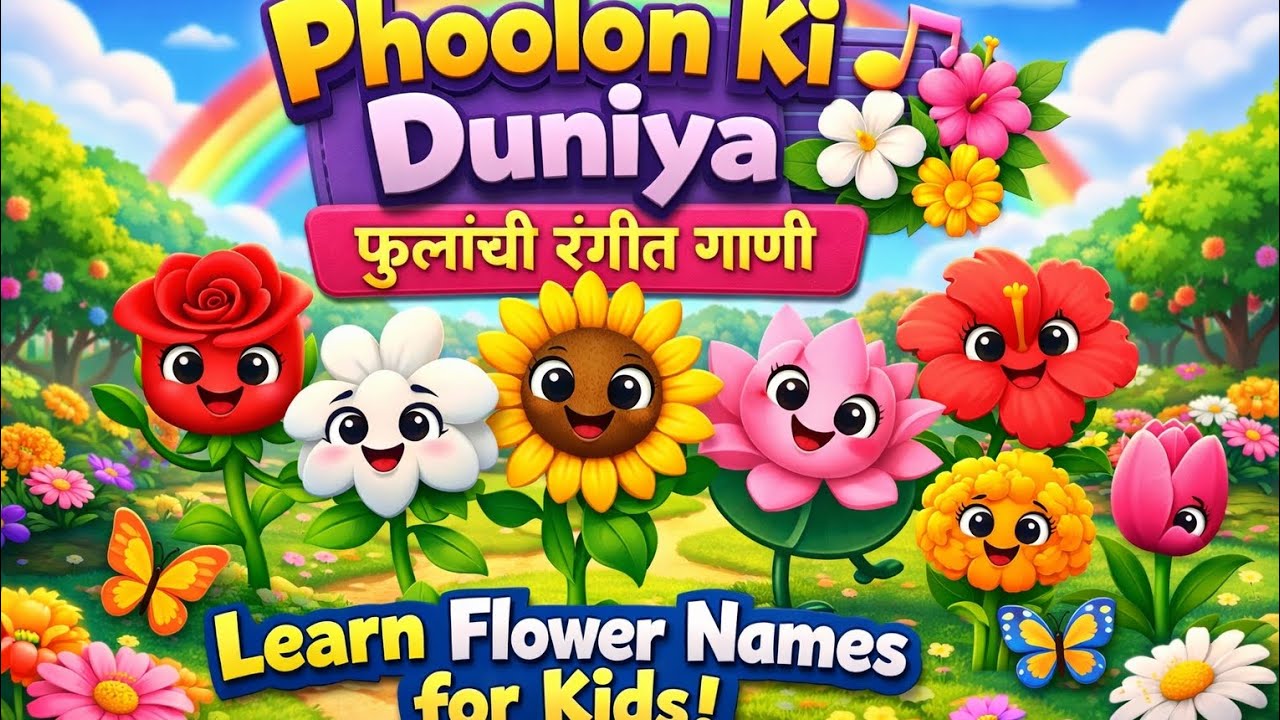 फुलांची धमाल 🌸 रंगीत फुलांची गाणी | Kids Learning Long Video