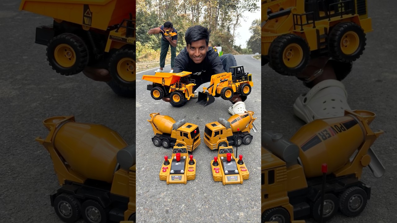 Rc Jcb Excavator Tow Mixer Truck & Dumper Truck Unboxing Tasting 😛