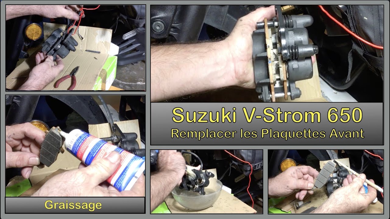 Remplacer les Plaquettes de Frein AV Moto, Nettoyage étriers, Graissage (v-Strom)