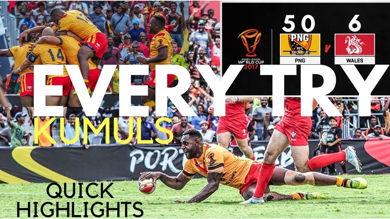 PNG KUMULS VS WALES (EVERY TRY RLWC 2017)