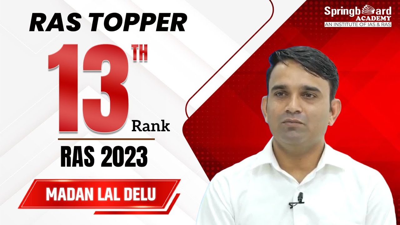 Mr. Madan Lal Delu | RAS-2023 | Rank-13 | Mock Interview | SpringBoard Academy
