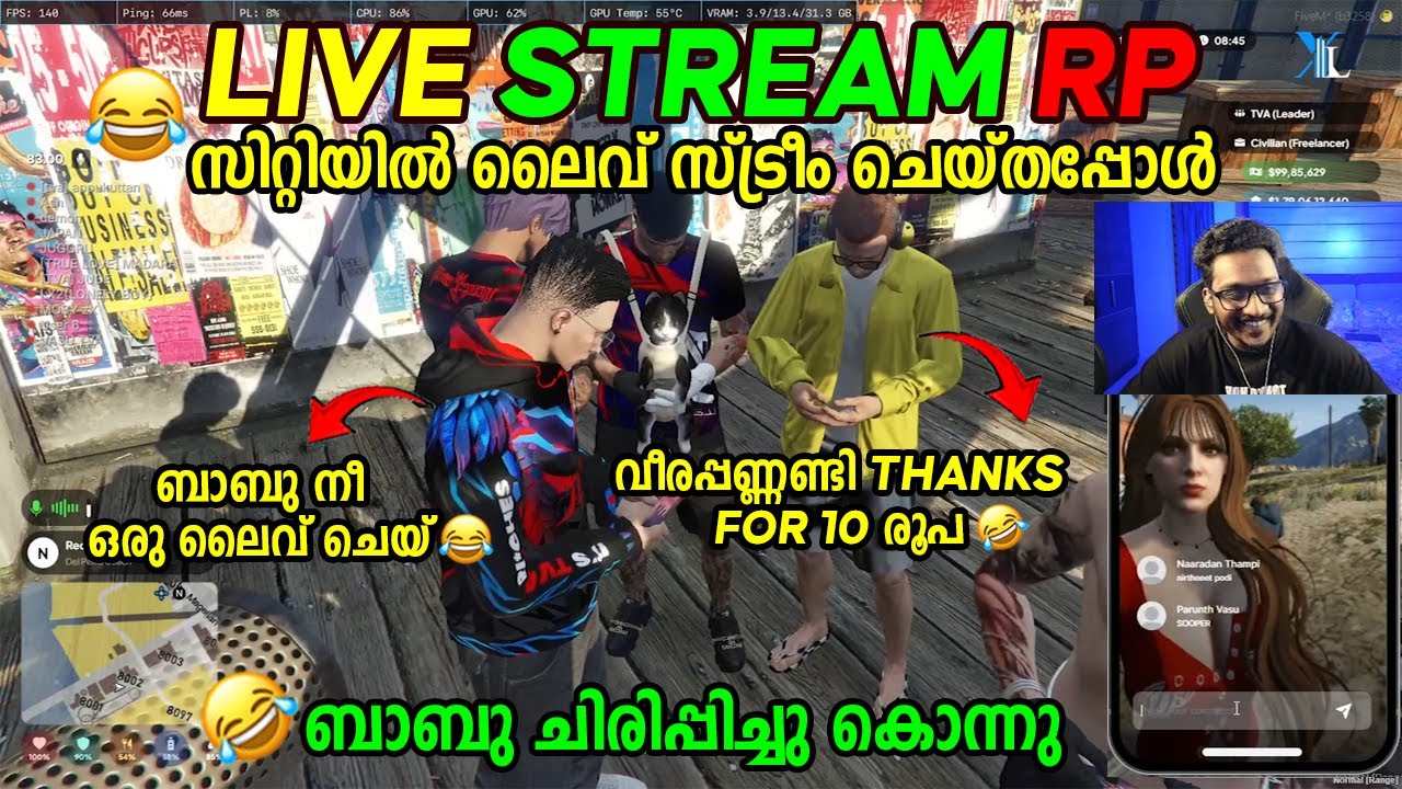 LIVE STREAM RP 🤣🤣 VASU X BABU 🔥🤣 സിറ്റിയിൽ ലൈവ് സ്ട്രീം ചെയ്&zwnj;തപ്പോൾ