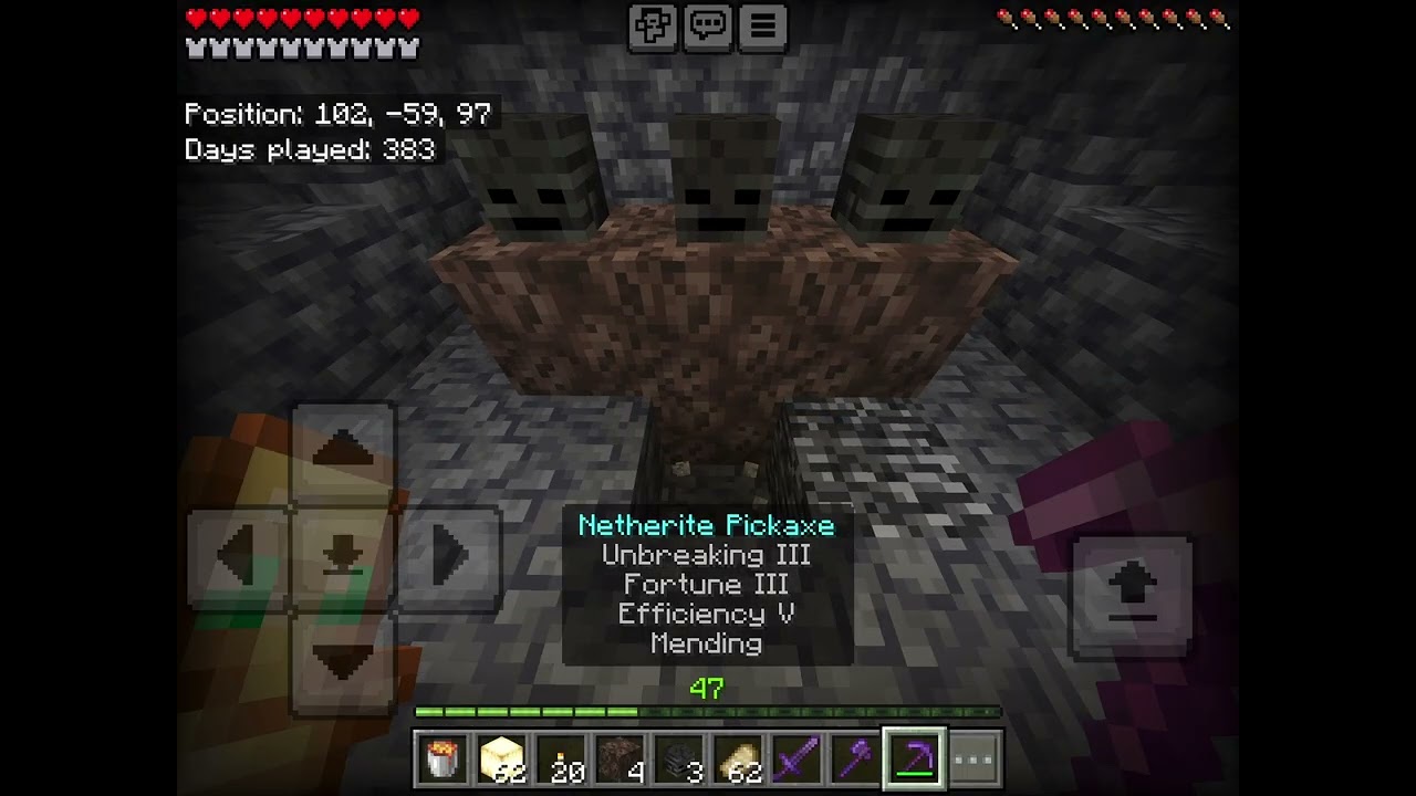 Fighting The Wither In Survival Minecraft. (Minecraft Bedrock Edition Gameplay)