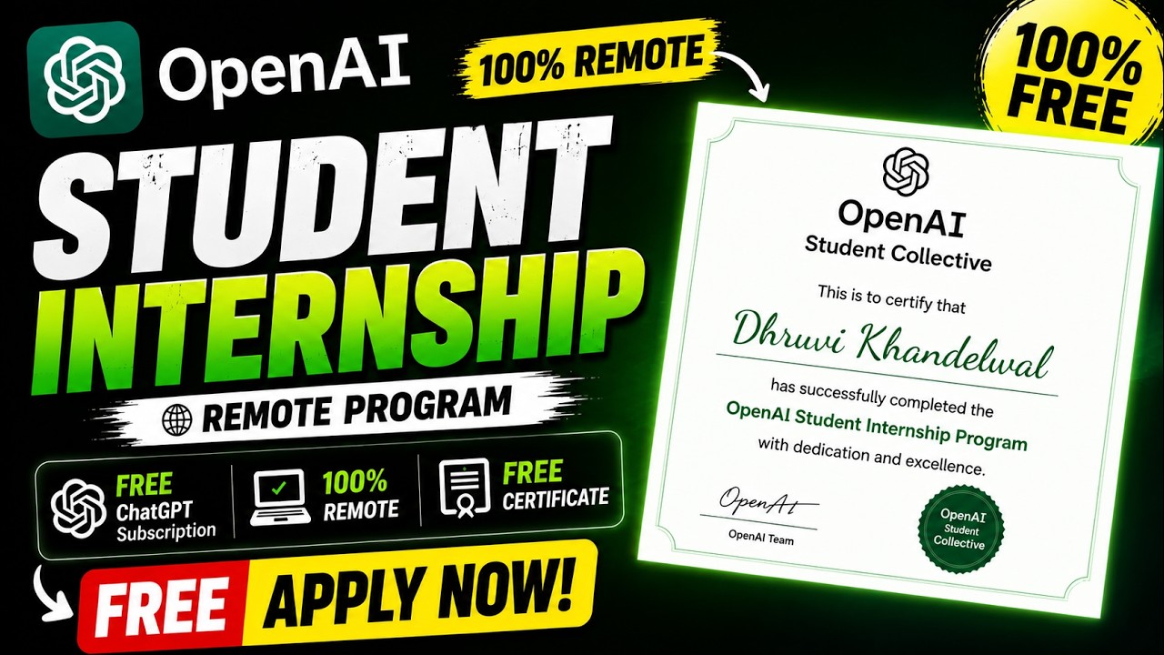 OpenAI Student Internship 2026 🔥 100% Remote + FREE ChatGPT | Apply Now
