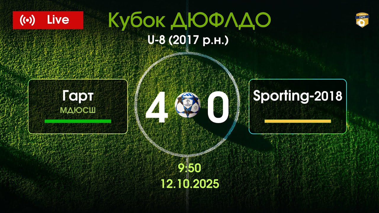 Sporting-2018 - МДЮСШ-Гарт.  Кубок ДЮФЛДО U-8(2017 р.н.) м.Дніпро 12.10.2025 9:50