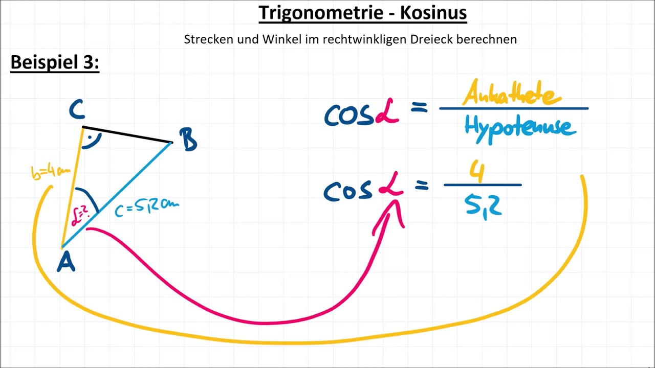 Kosinus &ndash; Strecken und Winkel berechnen, Trigonometrie #3, Cosinus