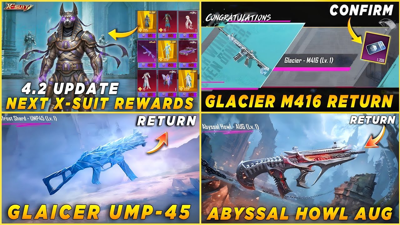 🔴 NEXT X-SUIT CONFIRM | GLACIER M416 RETURN CONFIRM | GLACIER UMP RETURN? | ABBYSAL HOWL AUG CANCEL🤬