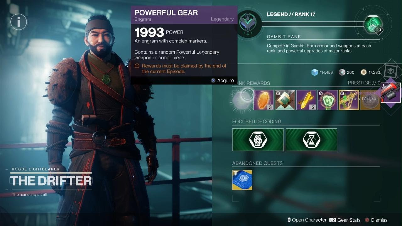 Destiny 2 gambit rank reset rewards