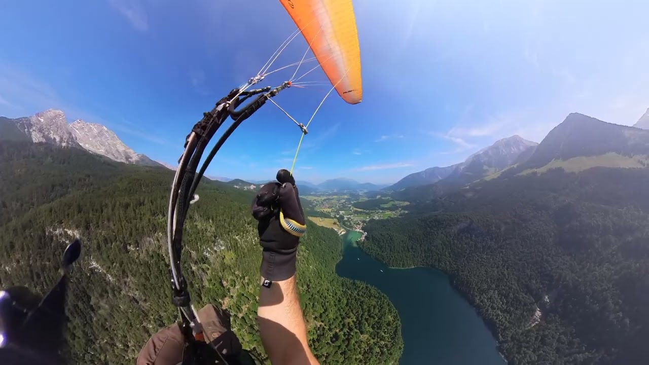RAW 4K Paragliding #302: Flying over the gorgeous Königssee during early flight off Jenner