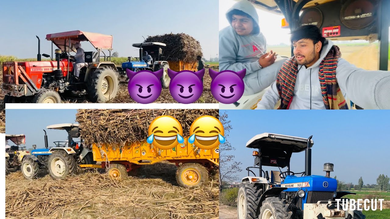 New holland 5620 Swaraj 855 full loaded trolley 🚎😈😈 system hang #viral #tranding #tractor 