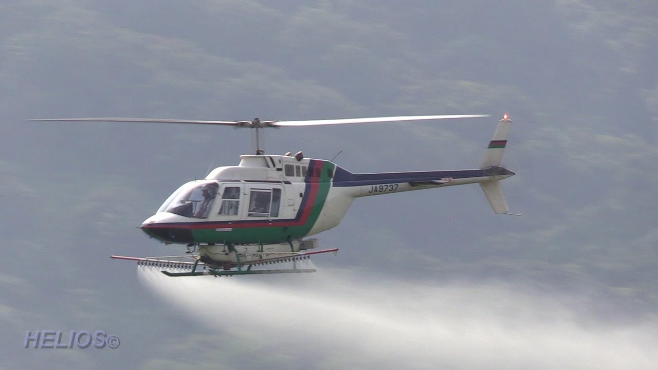 【2024ヘリコプター航空防除作業】ヘリサービス Bell 206B-3 JA9737 散布フライト/Helicopter Crop Dusting in Japan.