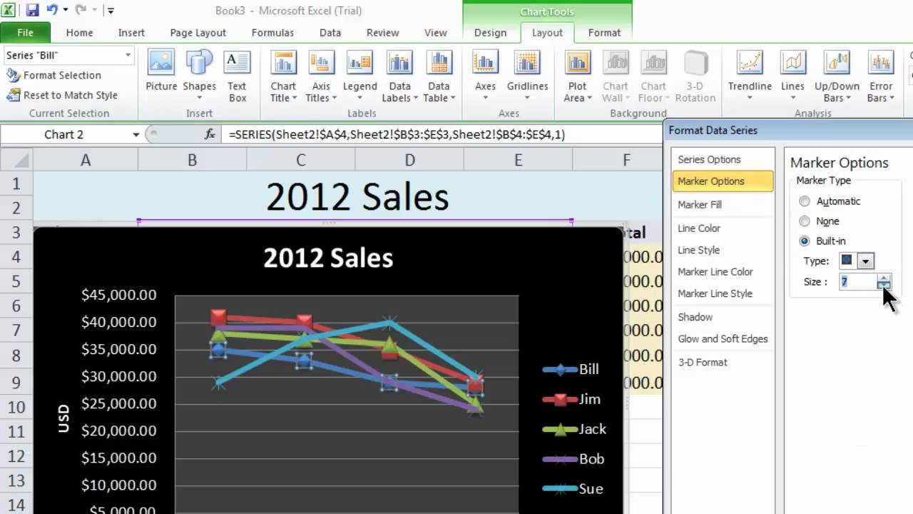 Excel 2010 Tutorial 13 - Line Chart