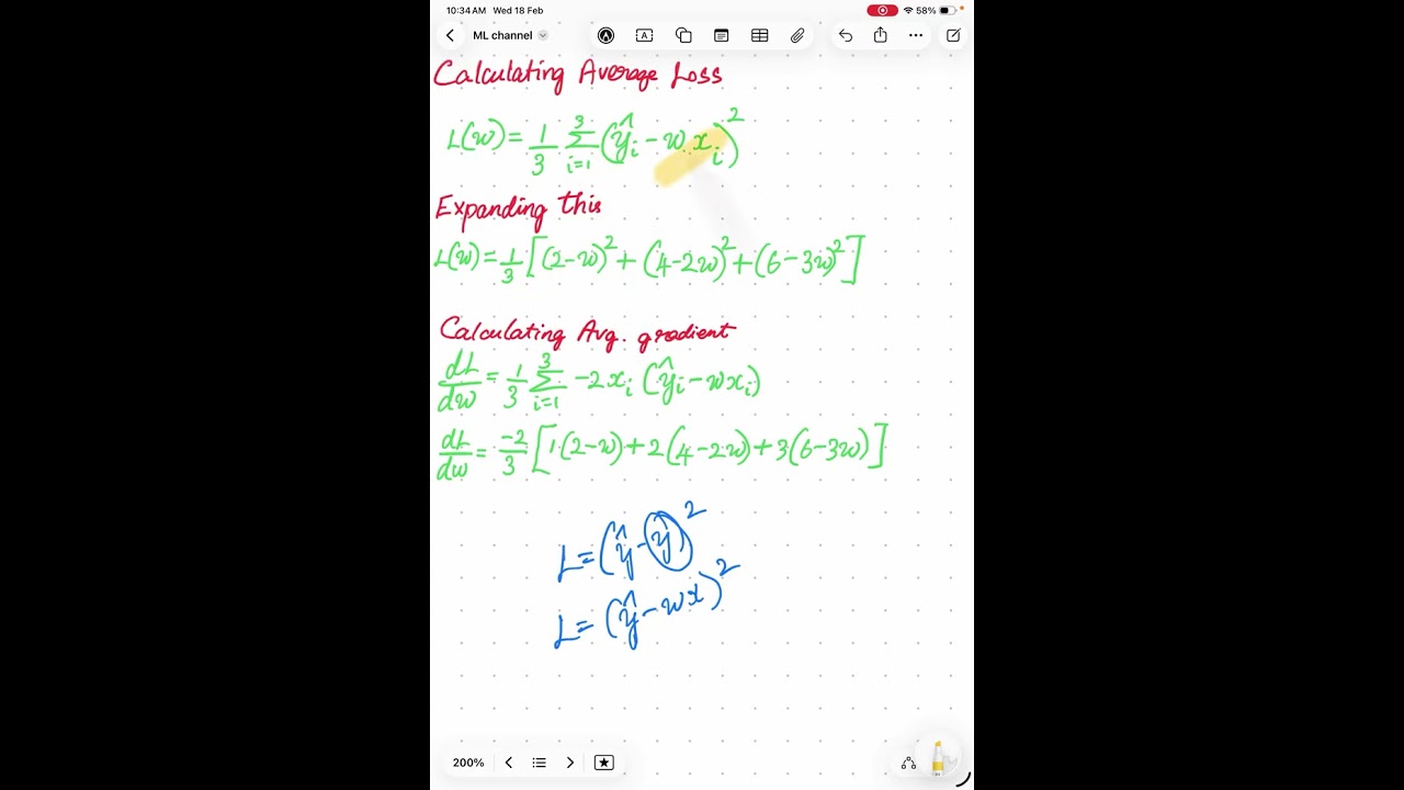 Multiple data points, Average Gradient, Average Loss
