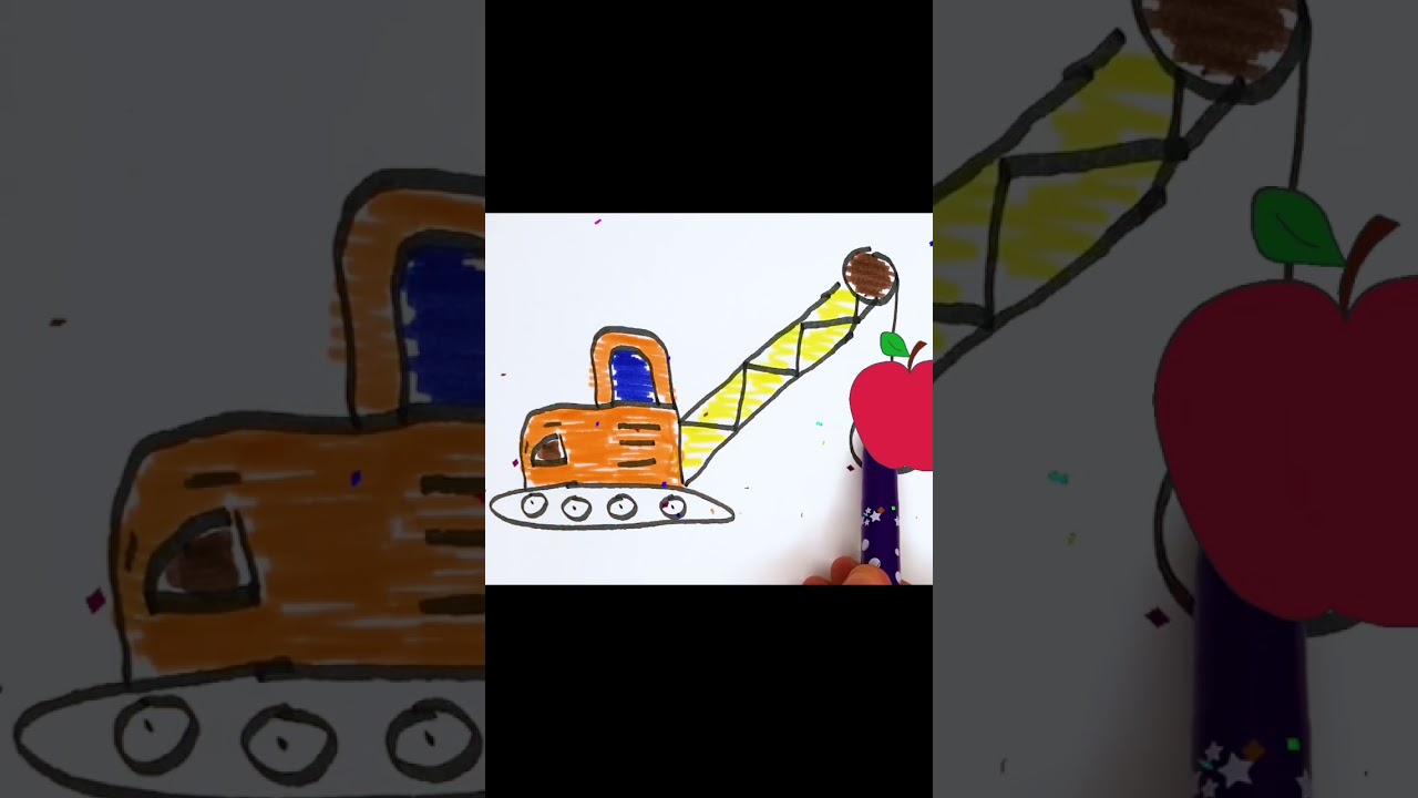 Coloring a wrecking ball crane for kids - Раскрашиваем кран для детей