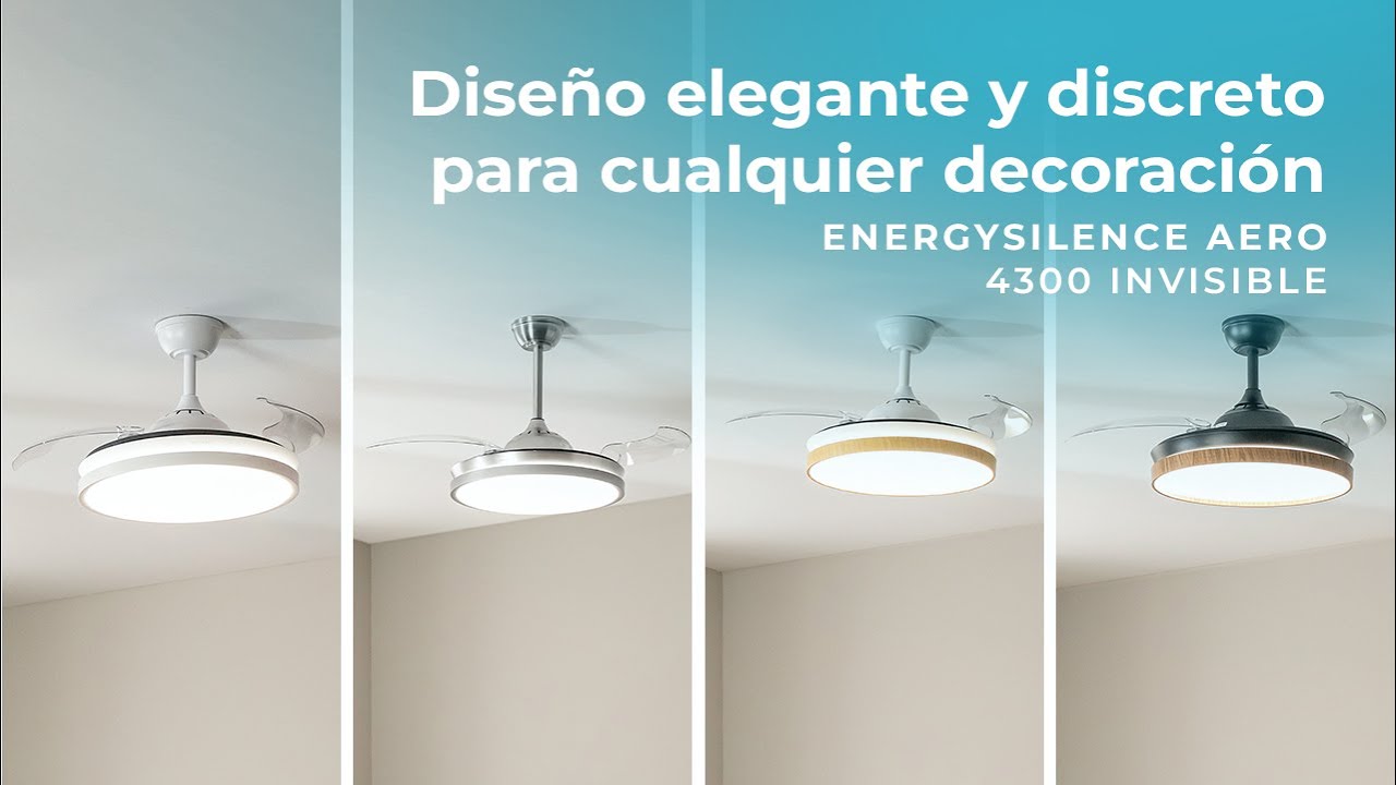 Ventiladores de techo EnergySilence Aero 4300 Invisible, 35W, 6 Velocidades, Aspas Retráctiles