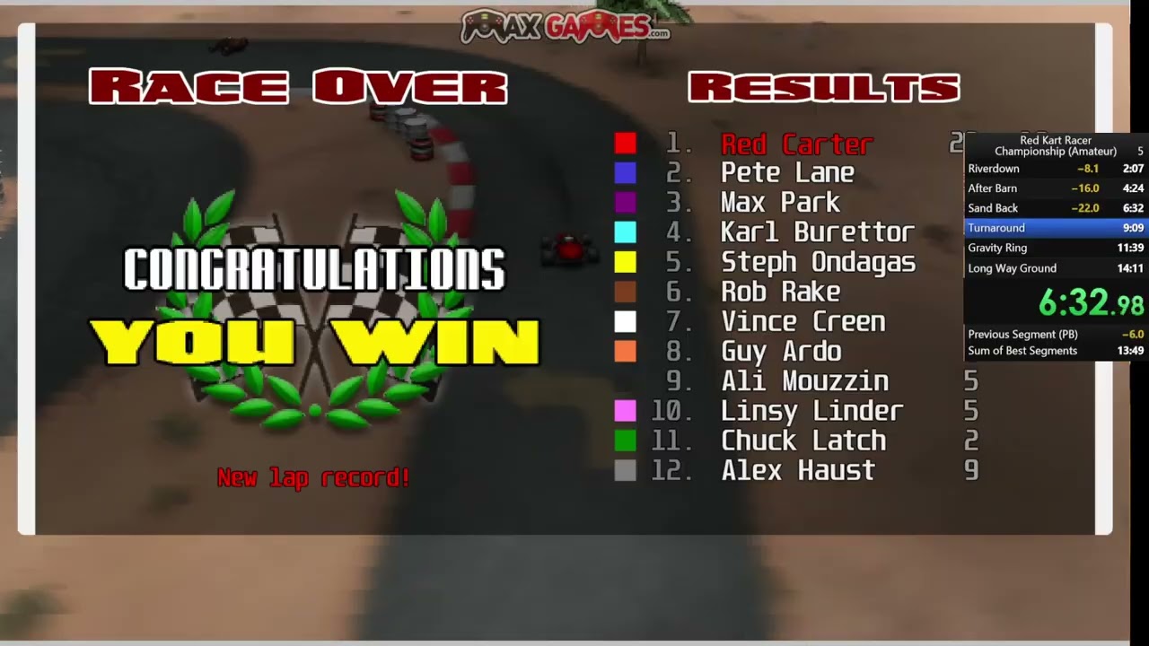Red Kart Racer Championship (Amateur) speedrun: 13:37
