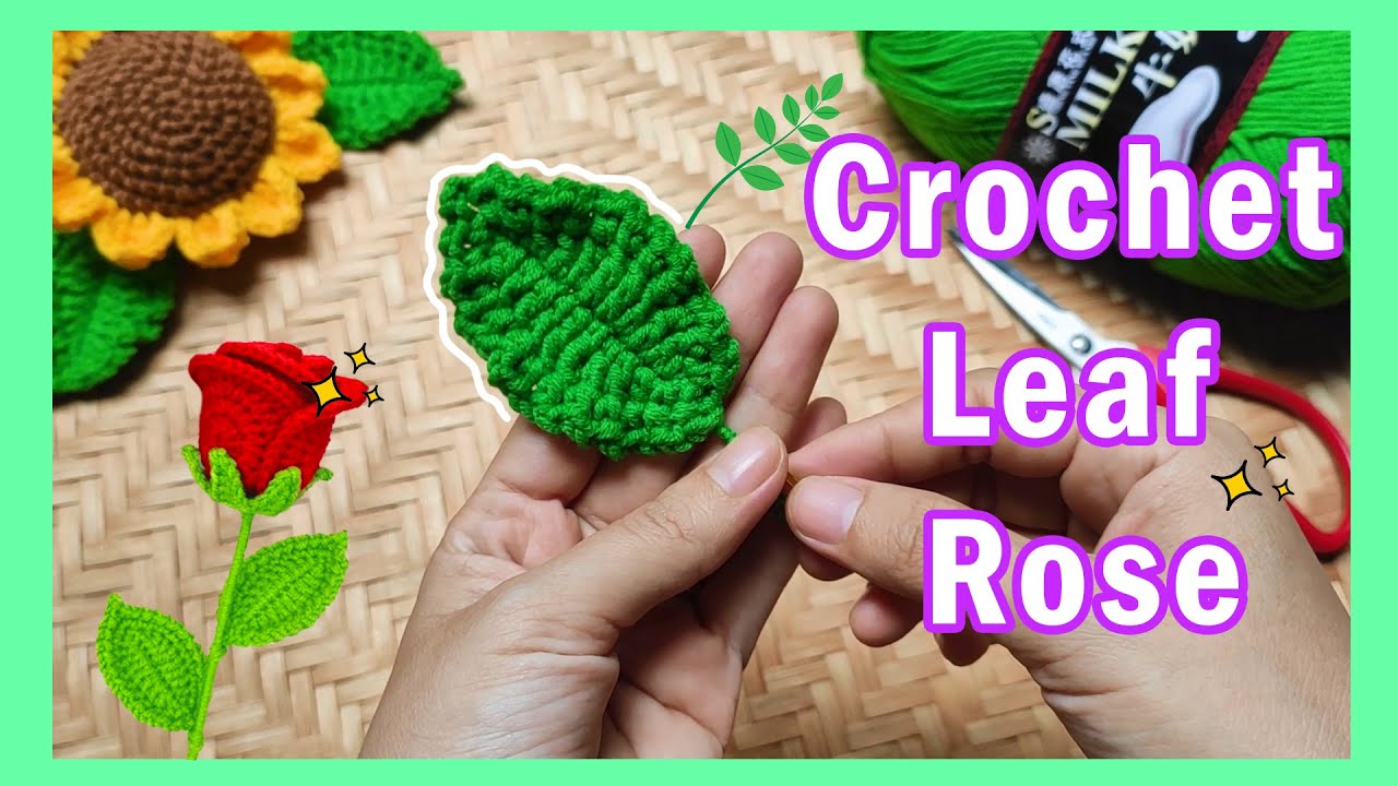 Amazing VERY EASY 😲 How to Crochet a Leaf Rose for Beginners - by Kimi Craft K1