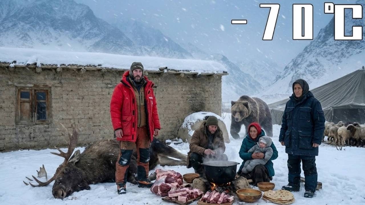 Выживание в Афганистане при –70°C: охота на лося, готовка с семьёй и встреча с бурым медведем