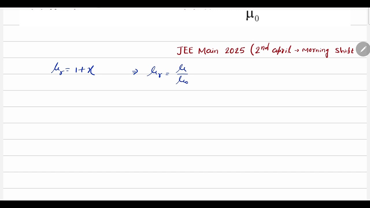 The relationship between the magnetic susceptibility (x) and the magnetic permeability (u) is given 