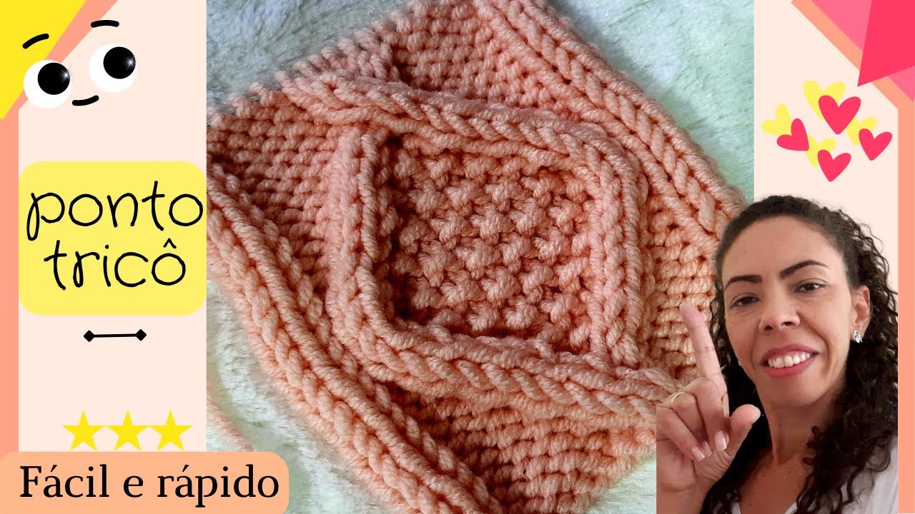 PONTO DE TRICÔ FÁCIL E RÁPIDO- PONTO LOSANGO PARA CARDIGAN