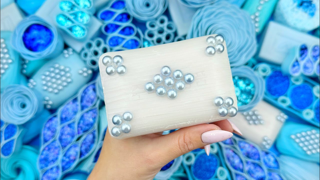 [ASMR]SOAP&GLITTER(4K)★Soap boxes with foam glitter&starch★Cutting soap cubes ★4K★