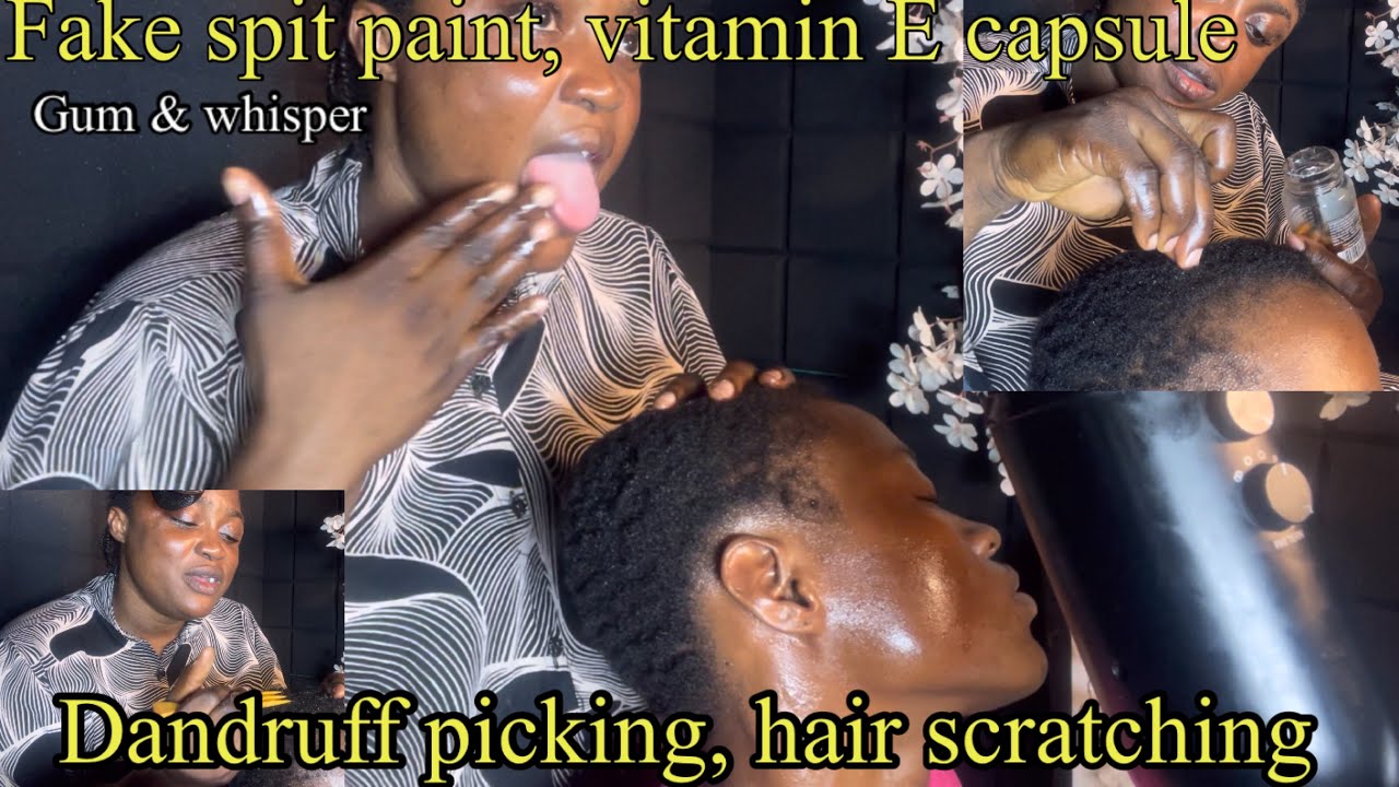 Asmr ✨Vitamin E capsule 💊 oil, Fake spit paint, hair flakes picking, intense head scratch & Whisper