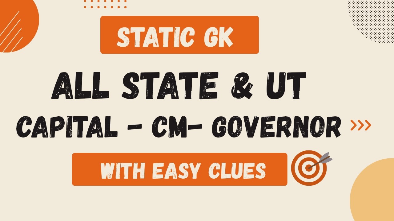 Guaranteed 1 Mark 🔥 | All States & UTs Capital, CM, Governor | Bank & SSC #staticgk #bankexam #ssc