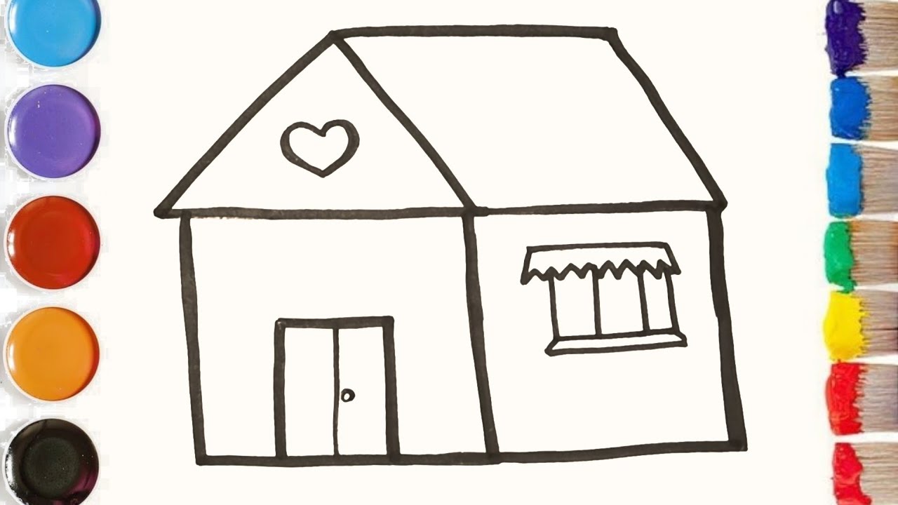 Lasst uns ein s&uuml;&szlig;es Haus 🏠 malen und f&auml;rben Zeichnen f&uuml;r Vorschulkinder und Kleinkinder, Spa&szlig;