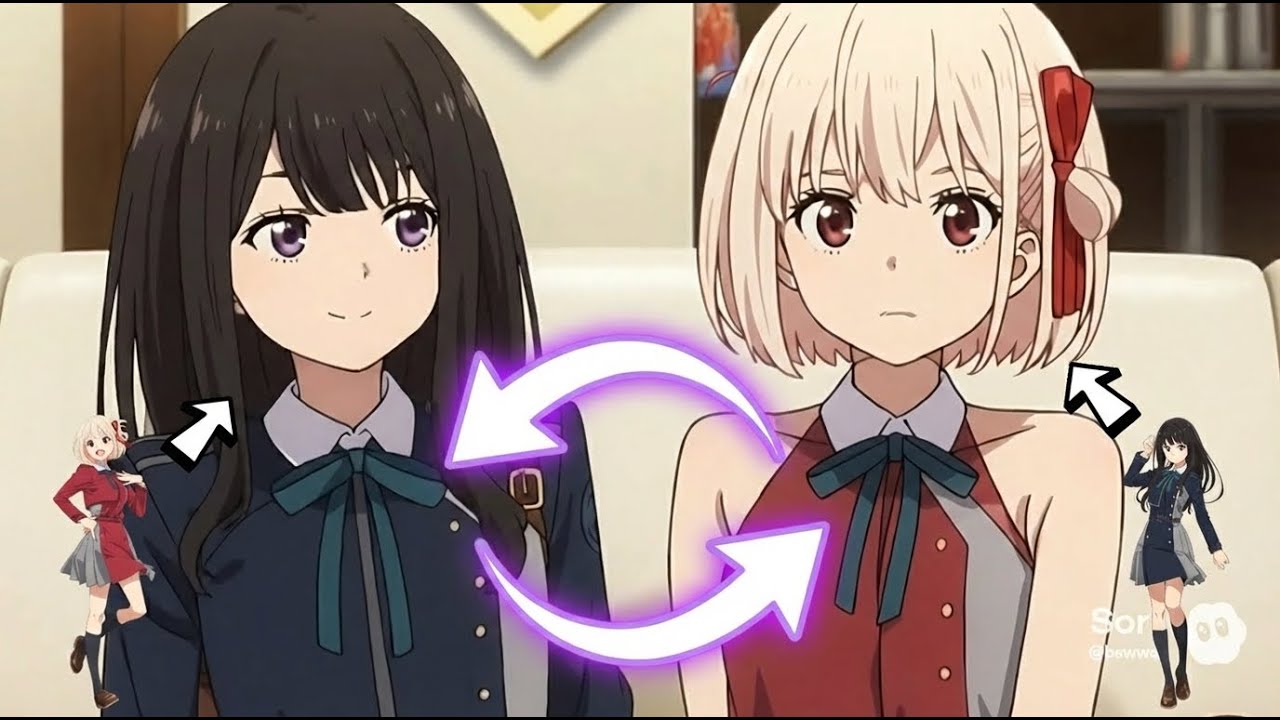 Chisato and Takina Swap Bodies! Lycoris Recoil fan animation (made with Sora 2)